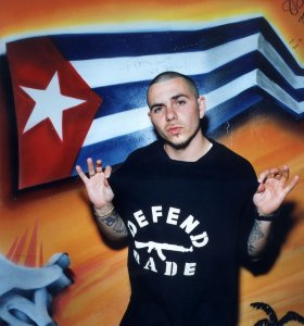 Pitbull with Cuba flag