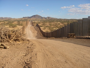 Border wall at Buenos Aires National Wildlife Refuge, Arizona