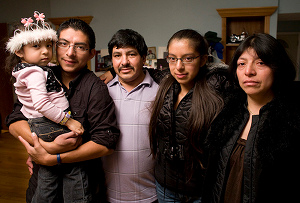 The Mejia-Perez family together in California on the night of the deportation of Sam and Elida in Sin Pais